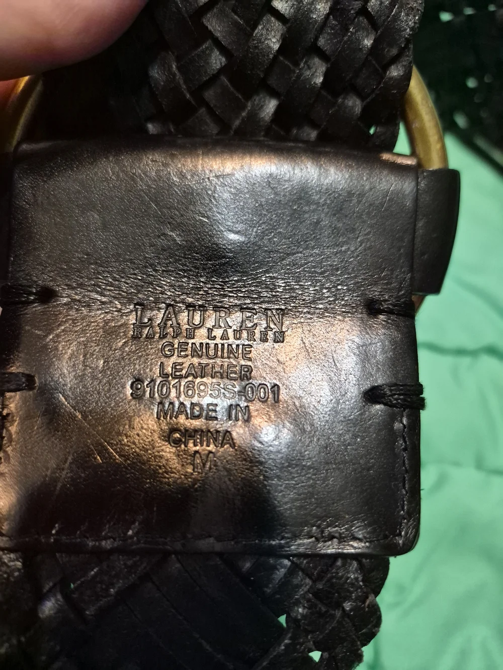 Vinatge Lauren Ralph Lauren Genuine leather. Woven Belt with Gold Ring Buckle